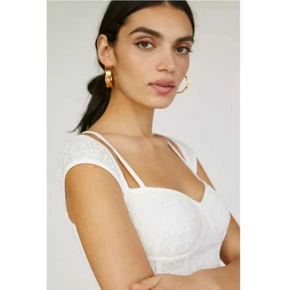 NWT Anthropologie Textured Knit Midi Dress Ivory Sleeveless Strappy - Picture 2 of 6